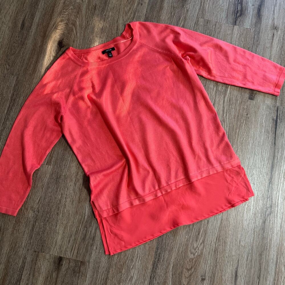 Women's Apt. 9® Raglan Mock-Layer Shirt Size Medium Redish-Orange